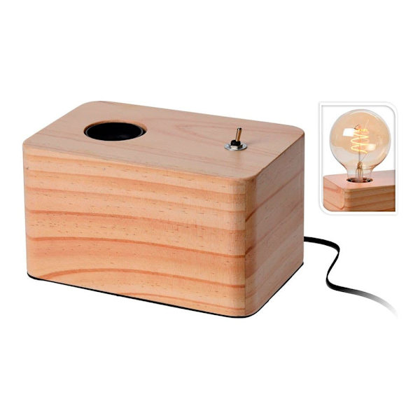 Atmosphera Lampe Med Træ E Base 27 Brun