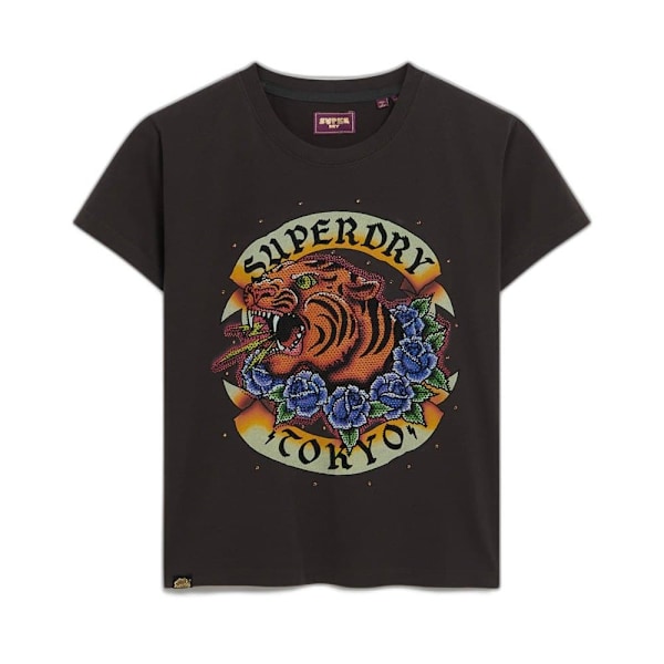 Superdry Kortärmad T-shirt Tattoo Rhinestone Fitted Flerfärgad XS Kvinna