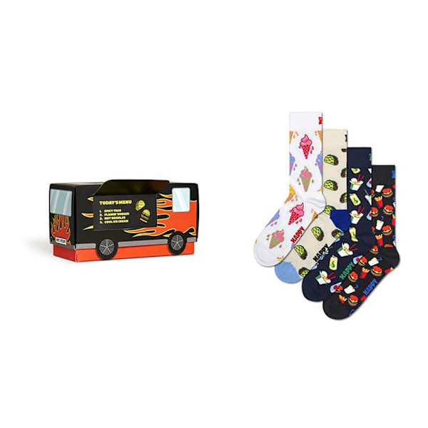 Happy Socks Food And Truck Gift Half Lange Sokker 4 Par Flerfarvet EU 41-46 Mand