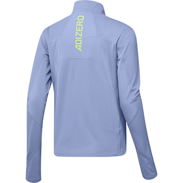 Adidas Adizero Halv Lynlås Langærmet T-shirt Blå L Kvinde