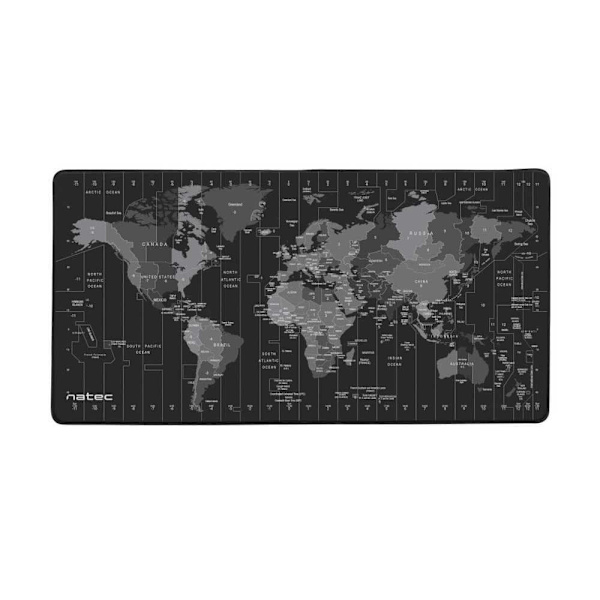 Natec Hiirimatto Time Zone Map 800 X 400 Mm Musta