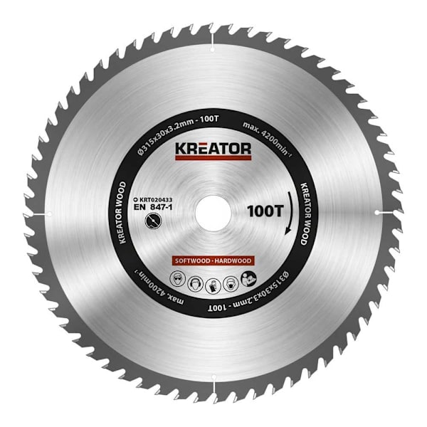 Kreator Træcirkelsavskive 315x30x3.2 Mm 100t Søvfarvet