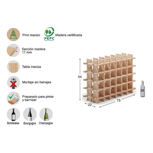 Astigarraga Flaskestativ Evolutivo Rioja 24 Flasker Brun
