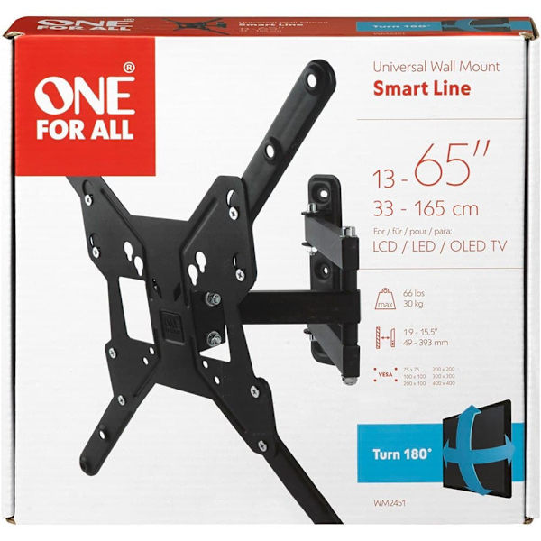 One For All Tv Wall Mount 55´´ Smart Turn 180 Svart Svart