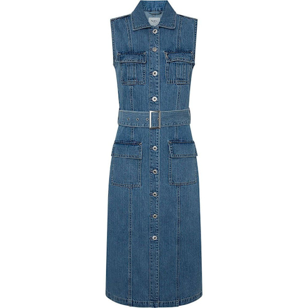 Pepe Jeans Liz Kortærmet Kort Kjole Blå XS Kvinde