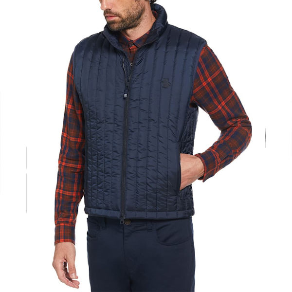 Original Penguin Rec Fill Vertical Quilted Vest Blå M Mand