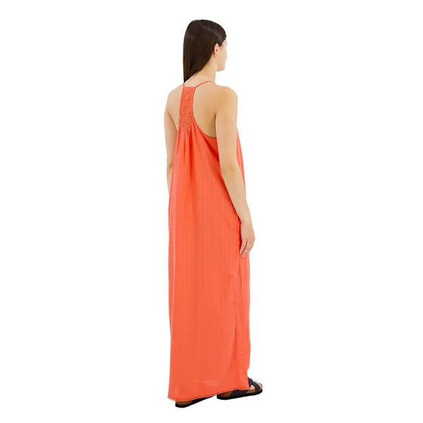 Superdry Lace Halter Beach ärmlös Lång Klänning Orange M Kvinna