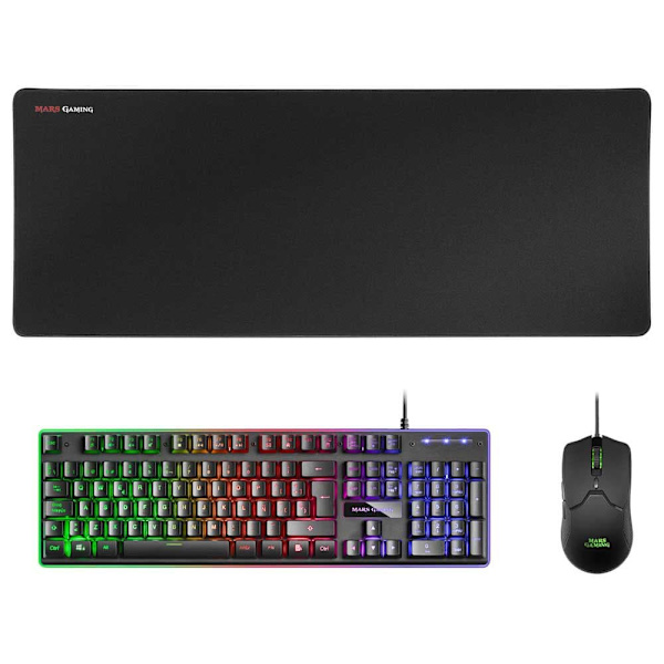 Mars Gaming Mcpx Mus Og Tastatur+musemåtte Gaming Sort Spanish QWERTY Sort