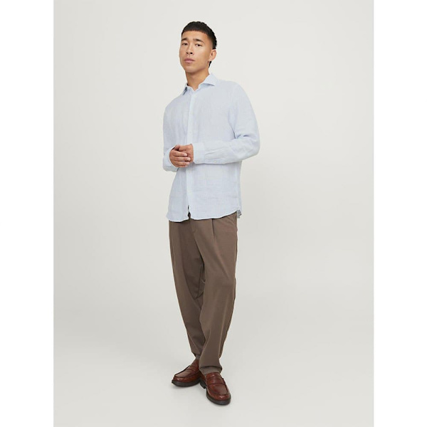 Jack & Jones Parker Linen Stripe Skjorte Med Lange ærmer Hvid L Mand