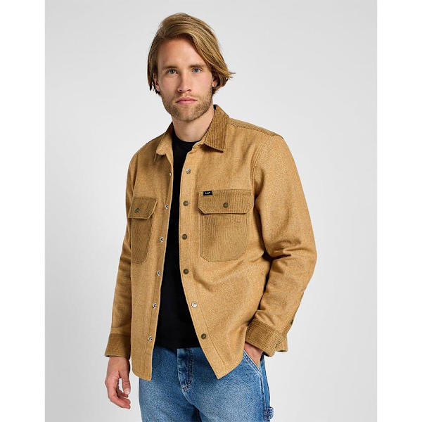 Lee Mixed Fabric Skjorte Med Lange ærmer Brun L Mand