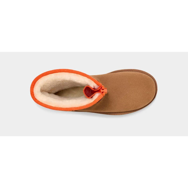 Ugg Stövlar Classic Short Zipper Tape Logo Beige EU 37 Kvinna