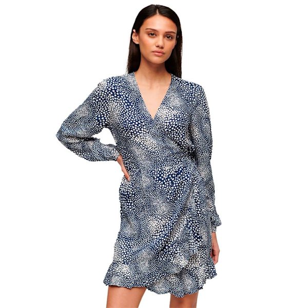 Superdry Printed Wrap Långärmad Kort Klänning Flerfärgad S Kvinna
