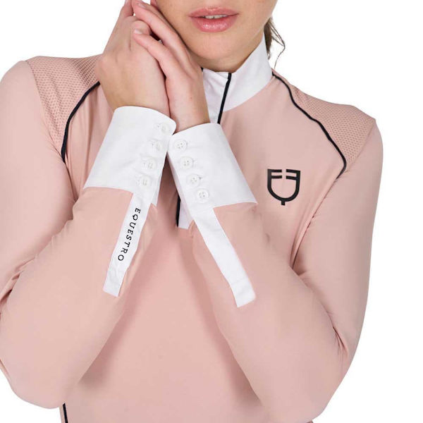 Equestro Mesh Insert Pikétröja Med Lång ärm Rosa S