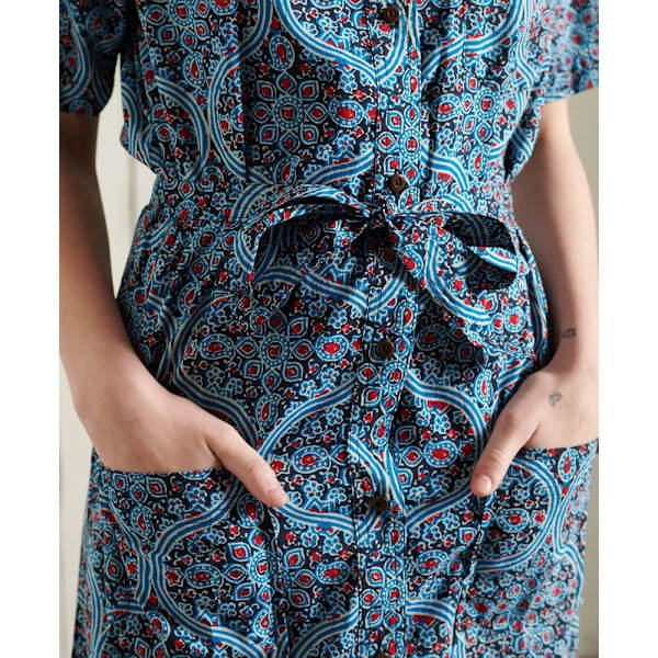 Superdry Kjole Printed Blå XS Kvinde
