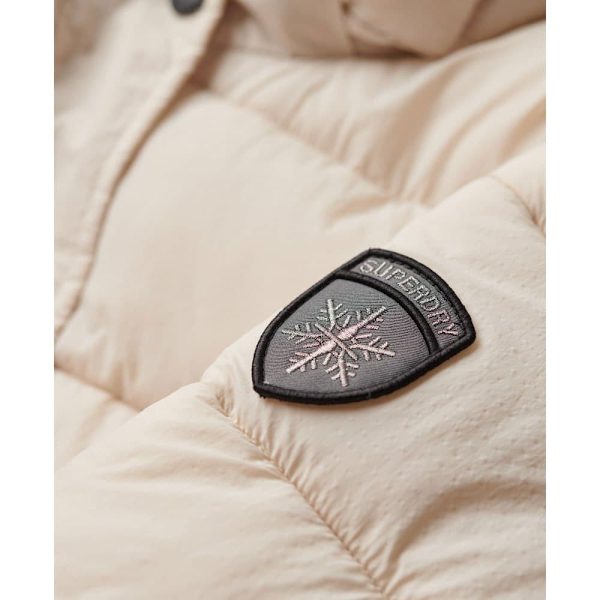 Superdry Faux Fur Pufferjakke Beige XS Kvinde
