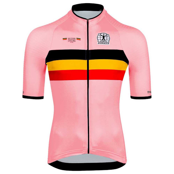 Bioracer Icon Official Belgian Cycling Korta ärmar Cykeltröja Rosa XL Man