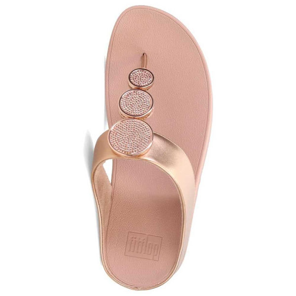 Fitflop Slides Halo Bead-circle Metallic Toe-post Rosa EU 40 Kvinna