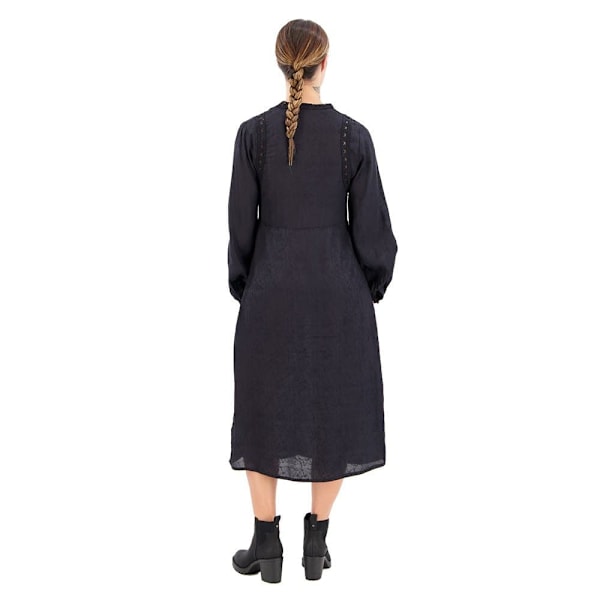 Superdry Langærmet Midikjole Lace Trim Sort M Kvinde
