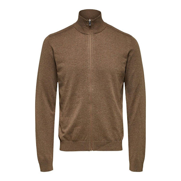 Selected Cardigan Med Fuld Lynlås Berg Brun M Mand