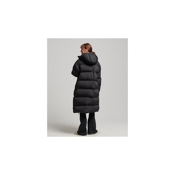 Superdry Puffer Jakke Longline Sort XL Kvinde
