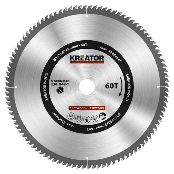 Kreator Træcirkelsavskive 315x30x3.2 Mm 60t Søvfarvet