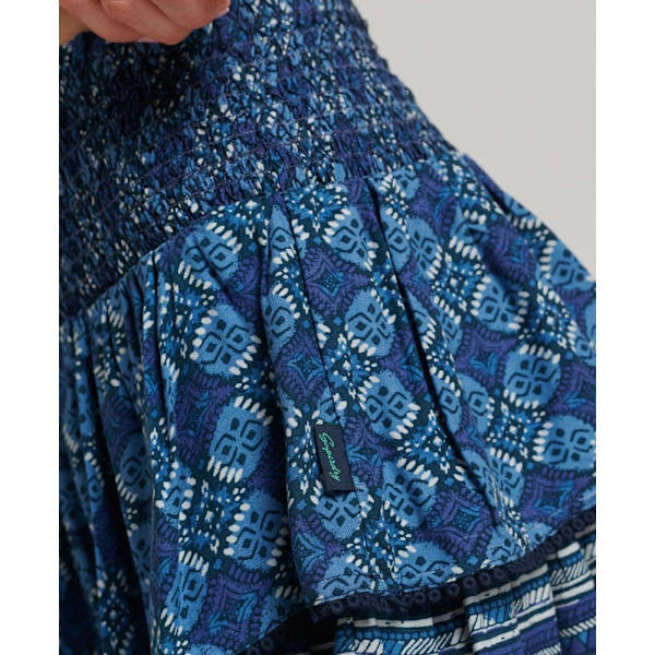 Superdry Nederdel Vintage Tiered Mini Blå XL Kvinde