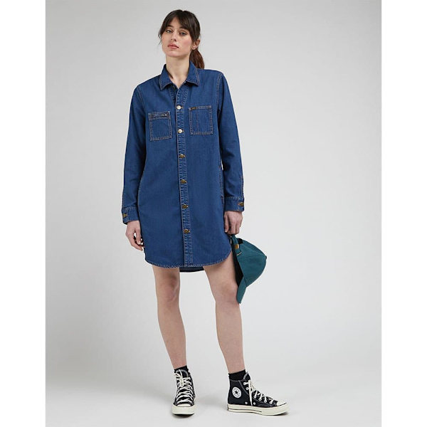 Lee Unionall Dress Långärmad Midiklänning Blå XS Kvinna