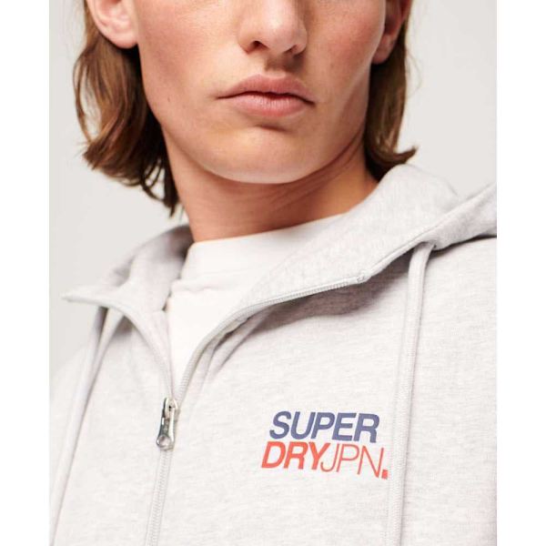 Superdry Sweatshirt Med Fuld Lynlås Sportswear Logo Loose Grå 3XL Mand