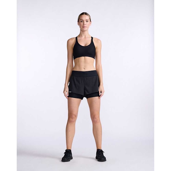 2xu Shorts Aero 2in1 4´´ Sort XL Kvinde