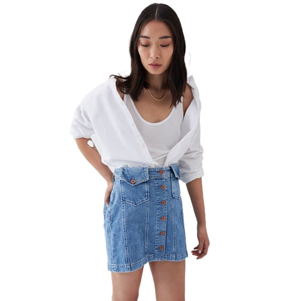 Salsa Jeans Denim Kjol Push In Secret Glamour Buttons Blå 30 Kvinna