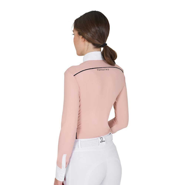 Equestro Mesh Insert Pikétröja Med Lång ärm Rosa S