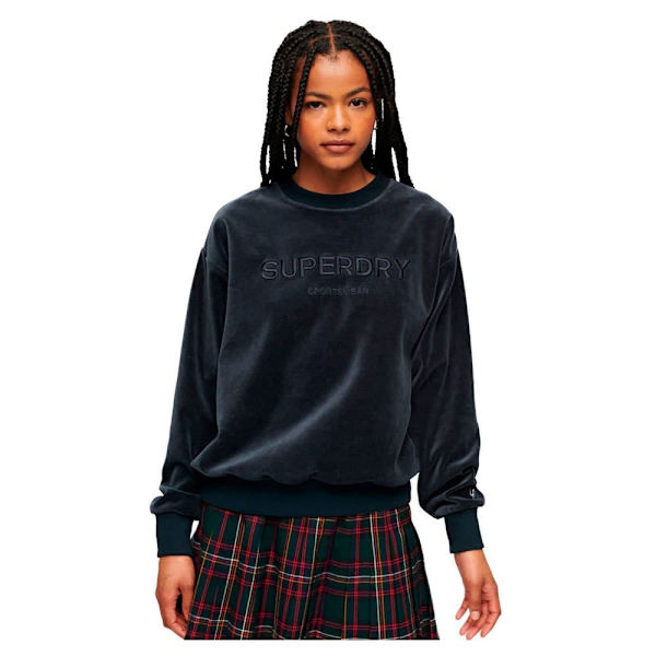 Superdry Tröja Velour Graphic Boxy Svart S Kvinna