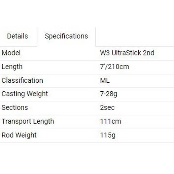 Westin Pyörivä Sauva W3 Ultrastick 2nd Musta 2.10 m / 15-50 g