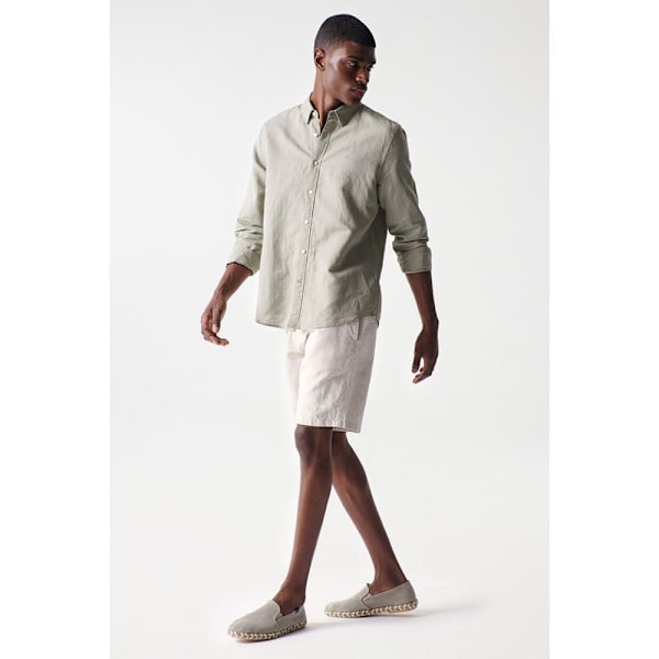 Salsa Jeans Lang ærmet Skjorte Cotton Linnen Regular Fit Grøn M Mand