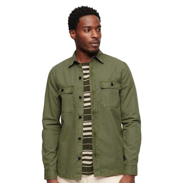 Superdry Military Skjorta Med Långa ärmar Grönt XL Man