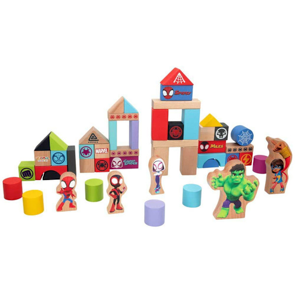 Woomax Trä Block Spidey Amazing Friends Playset 50 Bitar Flerfärgad 18 Months