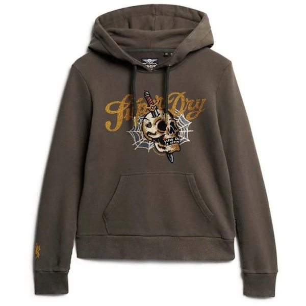 Superdry Tattoo Script Graphic Huvtröja Brun M Kvinna