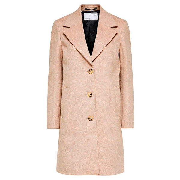 Selected Uld Frakke New Sasja Beige 38 Kvinde