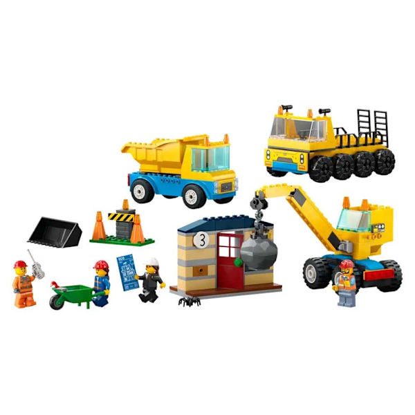 Lego Arbejds-og Kranbiler Med Nedrivningsbold Gylden