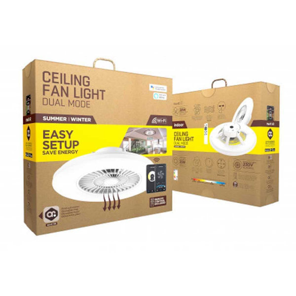 Muvit Io Takfläktljus Wifi Cct 600*170 Mm Vit 3800 Lumens