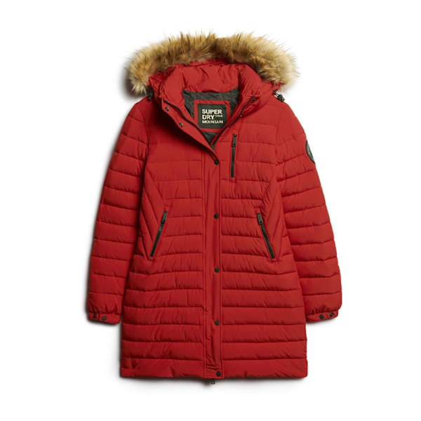 Superdry Pufferjacka Fuji Mid Length Röd XS Kvinna
