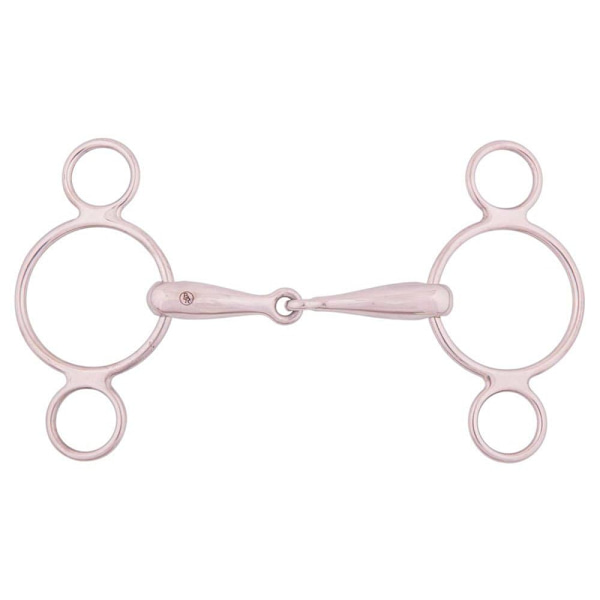 Br Single Jointed Three Ring Gag 18 Mm Hopeinen 11.5 cm