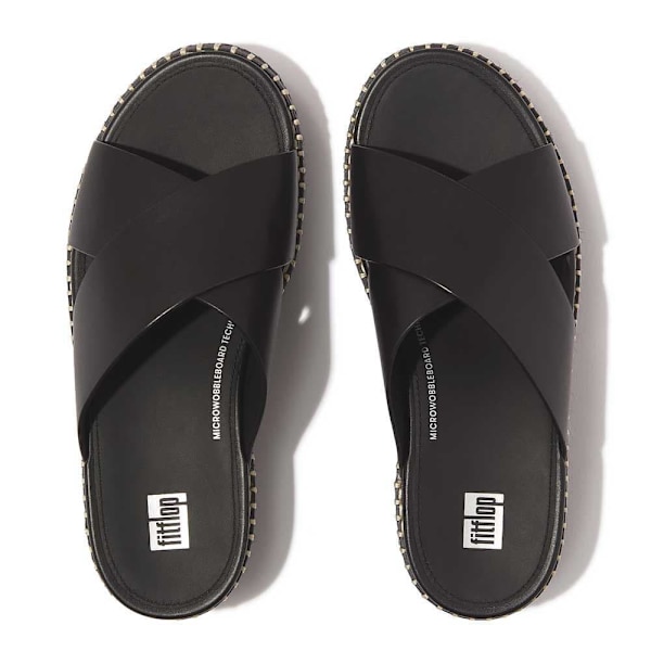 Fitflop Eloise Espadrille Leather Wedge Cross Klipklapper Sort EU 40 Kvinde