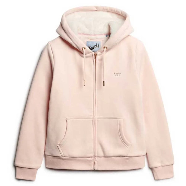 Superdry Essential Borg Lined Sweatshirt Med Lynlås Rosa XS Kvinde
