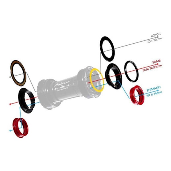 Tripeak Bsa Shimano / Sram Dub / Rotor 3d+ Ceramic Vevaxellagerkoppar Silver 68 mm