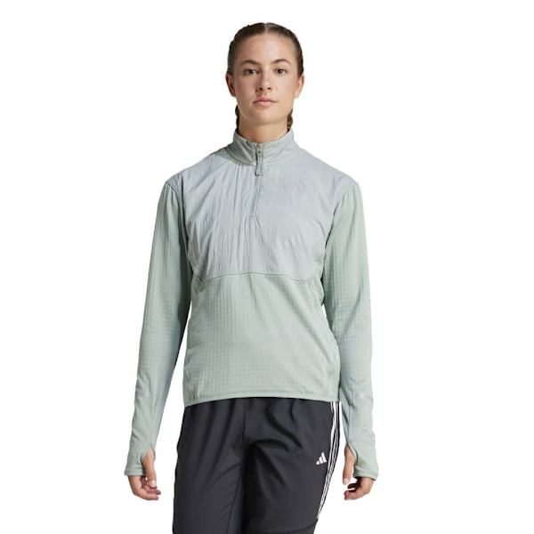 Adidas Ultimate Hi Vis Reflective Halv Lynlås Sweatshirt Grøn S Kvinde