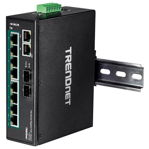 Trendnet 10 Port Hardened Power Over Ethernet+ Din Rail Switch Sort