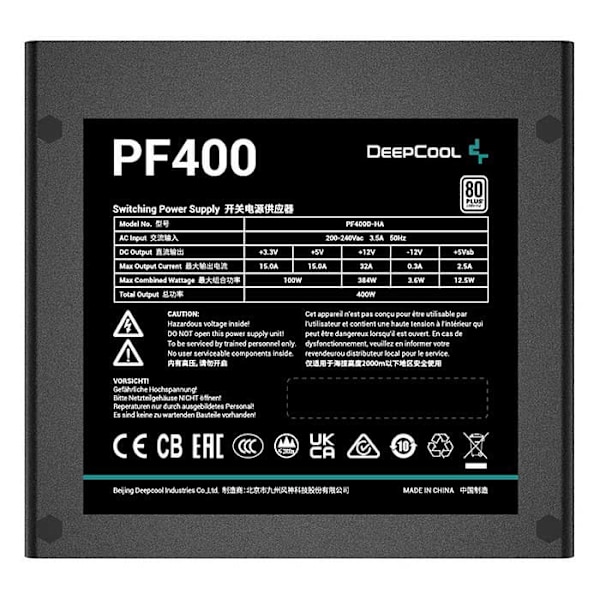 Deepcool Strømforsyning Pf400 80 Plus 500w Sort