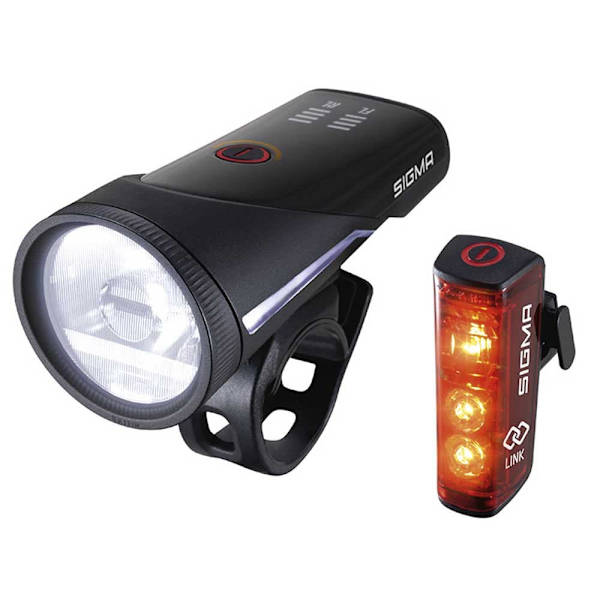 Sigma For-og Baglygtesæt Aura 100 & Blaze Link Sort 100 Lumens