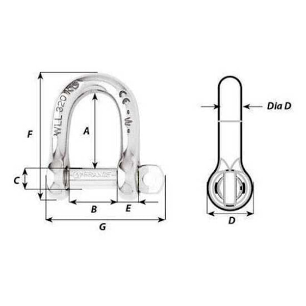 Wichard Rak Självlåsande Bygel Silver 12 mm